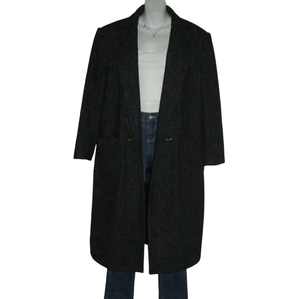 Oaktree Coat Wool Blend Long Unisex Vintage 90's Gray Preppy Academia Streetwear